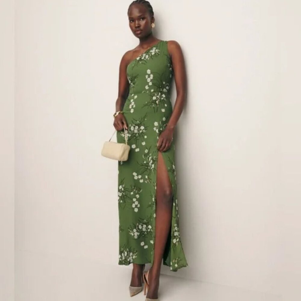 Reformation Evelyn Dress in Lomita One Shoulder